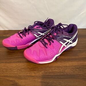 ASICS Women's Purple and Pink Athletic Tennis Shoes, size 10.5